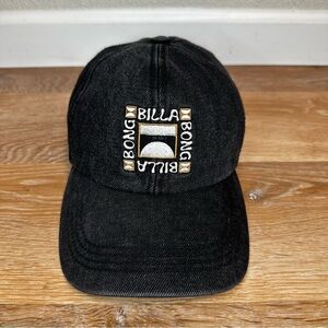 NWOT Billabong Dad Cap Black Denim Washed Strapback Hat